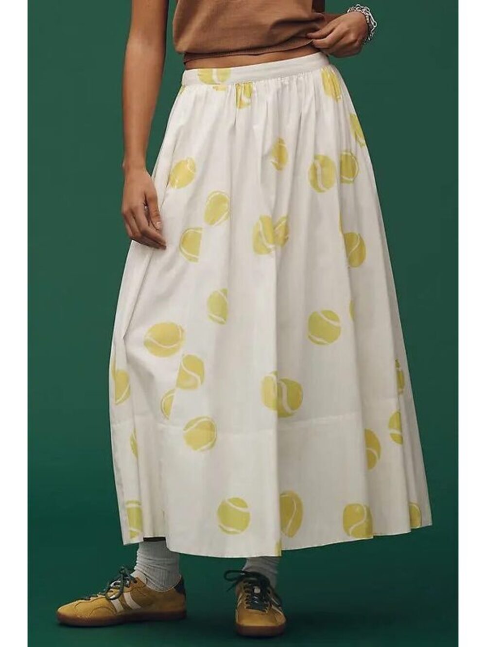 Anthropologie Maeve Jacie Poplin Printed Midi Skirt Kate Schelter Tennis Medium
